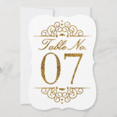 Gold Glitzer Effect Wedding Tischnummer Card (07) (Rückseite)