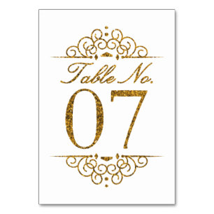 Gold Glitzer Effect Wedding Tischnummer Card (07)
