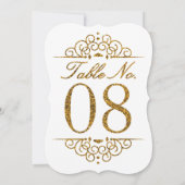 Gold Glitzer Effect Wedding Tischnummer Card (08) (Rückseite)