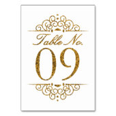 Gold Glitzer Effect Wedding Tischnummer Card (09) (Vorderseite)