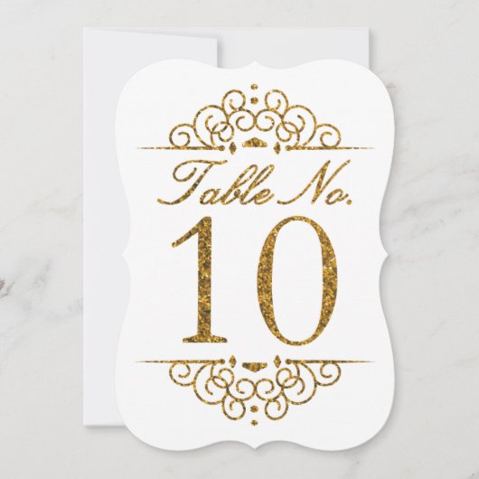 Gold Glitzer Effect Wedding Tischnummer Card (10) (Vorderseite)