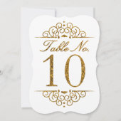 Gold Glitzer Effect Wedding Tischnummer Card (10) (Rückseite)