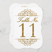 Gold Glitzer Effect Wedding Tischnummer Card (11) (Vorne/Hinten)