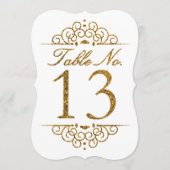 Gold Glitzer Effect Wedding Tischnummer Card (13) (Vorderseite)