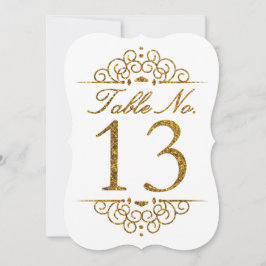Gold Glitzer Effect Wedding Tischnummer Card (13)