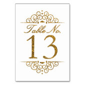 Gold Glitzer Effect Wedding Tischnummer Card (13) (Rückseite)