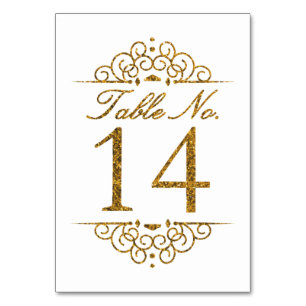 Gold Glitzer Effect Wedding Tischnummer Card (14)