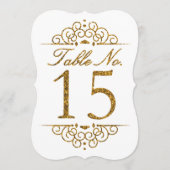 Gold Glitzer Effect Wedding Tischnummer Card (15) (Vorderseite)