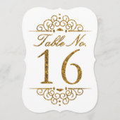 Gold Glitzer Effect Wedding Tischnummer Card (16) (Vorderseite)