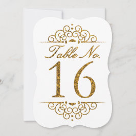 Gold Glitzer Effect Wedding Tischnummer Card (16)