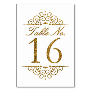 Gold Glitzer Effect Wedding Tischnummer Card (16)
