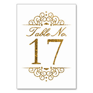 Gold Glitzer Effect Wedding Tischnummer Card (17)