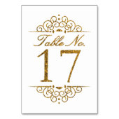 Gold Glitzer Effect Wedding Tischnummer Card (17) (Rückseite)