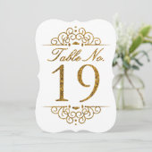 Gold Glitzer Effect Wedding Tischnummer Card (19) (Stehend Vorderseite)