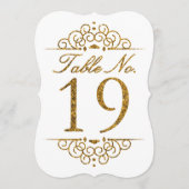 Gold Glitzer Effect Wedding Tischnummer Card (19) (Vorderseite)