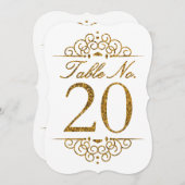Gold Glitzer Effect Wedding Tischnummer Card (20) (Vorne/Hinten)