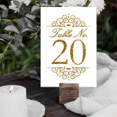 Gold Glitzer Effect Wedding Tischnummer Card (20)