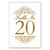 Gold Glitzer Effect Wedding Tischnummer Card (20) (Vorderseite)