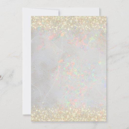Gold Glitzer Eiffel Confetti Opal Quinceañera Einladung (Rückseite)