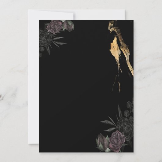 Gold Glitzer Eiffel Tower Black Rose Quinceañera Einladung (Rückseite)