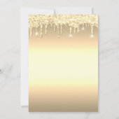 Gold Glitzer Eiffelturm, Tiara, Tropfen Quinceañer Einladung (Rückseite)