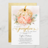 Gold Glitzer ein kleines Pumpkin Fall Baby Dusche Einladung (Vorne/Hinten)
