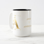 Gold-Glitzer Ein Monogramm-Benutzerdefinierter Tex Zweifarbige Tasse (Vorderseite Links)