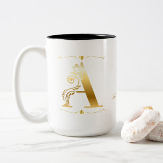 Gold-Glitzer Ein Monogramm-Benutzerdefinierter Tex Zweifarbige Tasse