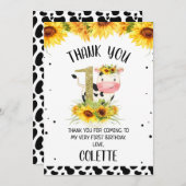 Gold Glitzer Eine Sonnenblume Kuh drucken 1. Gebur Einladung (Vorne/Hinten)