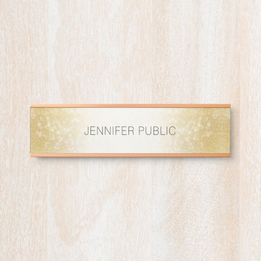 Gold Glitzer Einfaches Design Modernes Template El Türschild (Vorderseite )