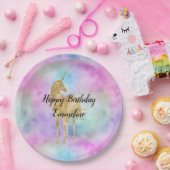 Gold Glitzer Einhorn Lila Rosa Aqua Pappteller (Party)