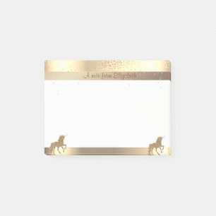 Gold Glitzer Einhorn, Streifen, Confetti-Personali Post-it Klebezettel