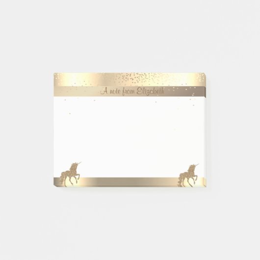 Gold Glitzer Einhorn, Streifen, Confetti-Personali Post-it Klebezettel (Vorderseite)