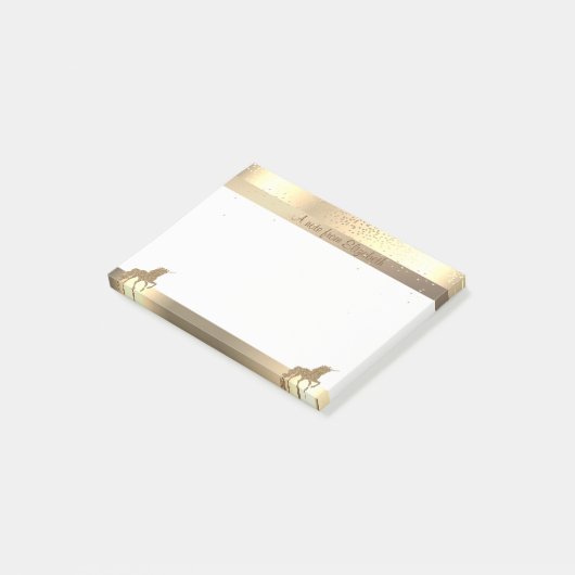 Gold Glitzer Einhorn, Streifen, Confetti-Personali Post-it Klebezettel (angewinkelt)