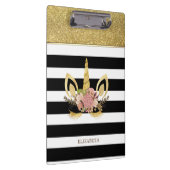 Gold Glitzer Einhorngesicht, Streifen - Personalis Klemmbrett (Rechts)