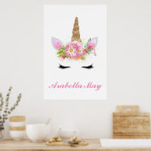 Gold Glitzer Einhorniges Schlafzimmer Giro del Mal Poster (Küche)