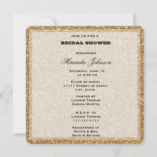 Gold Glitzer Einladung (Vorderseite)