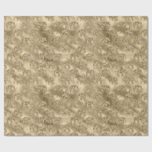 Gold-Glitzer-Elefanten Geschenkpapier (Flach)