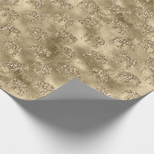 Gold-Glitzer-Elefanten Geschenkpapier (Ecke)