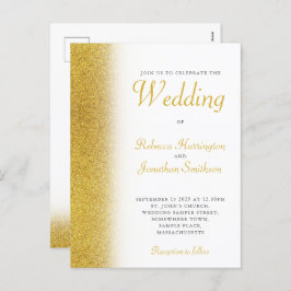 Gold Glitzer Elegante Hochzeit Einladung Postkarte