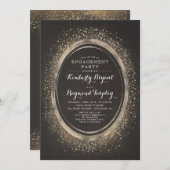 Gold Glitzer | Elegante Partei für Vintages Engage Einladung (Vorne/Hinten)