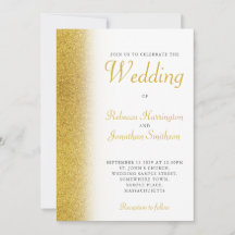 Gold Glitzer Elegante Script Hochzeitseinladung