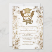 Gold Glitzer Elegante Stilvolle Graduiertenparty Einladung (Vorderseite)