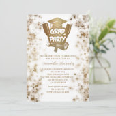 Gold Glitzer Elegante Stilvolle Graduiertenparty Einladung (Stehend Vorderseite)