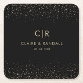 Gold Glitzer Elegante Wedding Rechteckiger Pappuntersetzer (Vorderseite)