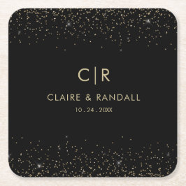 Gold Glitzer Elegante Wedding Rechteckiger Pappuntersetzer