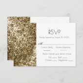Gold Glitzer Elegante Wedding RSVP Karte (Vorne/Hinten)