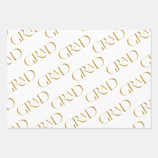 Gold Glitzer Eleganter Script Abschluss Geschenkpapier Set (Vorderseite 2)