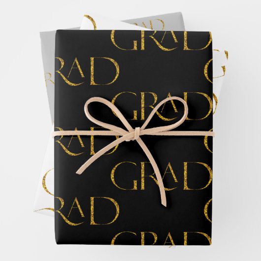 Gold Glitzer Eleganter Script Abschluss Geschenkpapier Set (Beispiel)