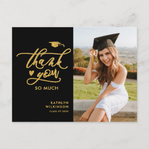 Gold Glitzer Eleganter Script Abschluss Vielen Dan Postkarte